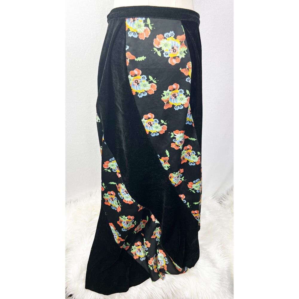 Free People | Black and Floral Swirl Maxi Skirt | Sz 10